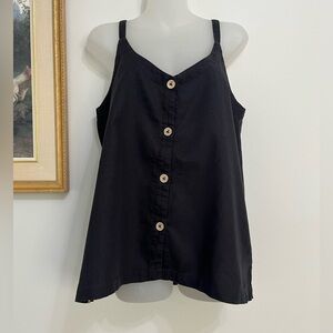 Tentree Black Buttoned Sleeveless Tank Top